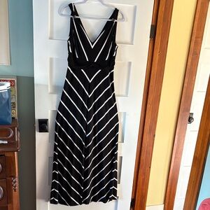 Elegant Black and White Striped Dress by White House Black Market